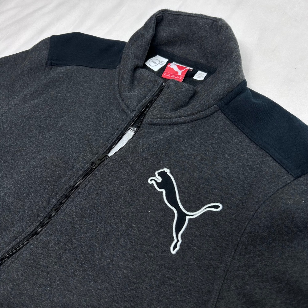 Puma Mens Warm Cell Full Zip Track Jacket Charcoal Grey Fleece Mock Neck‎ Medium